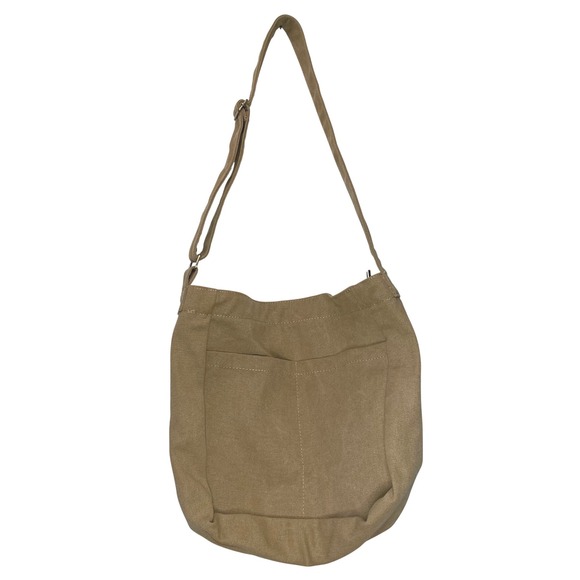 Handbags - Khaki Canvas Crossbody Messenger Bag Strap Pockets Everyday Casual Hobo Shoulder